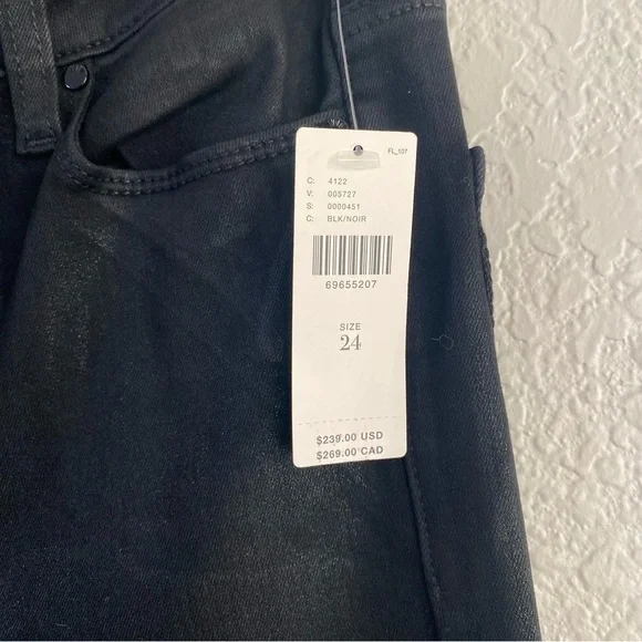 Paige Anthropologie Cindy Luxe Coating Black Noir Straight Leg Jeans